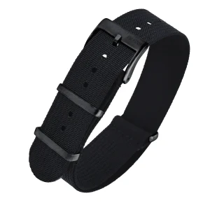 Black Ribbed NATO-Style Strap – Black PVD