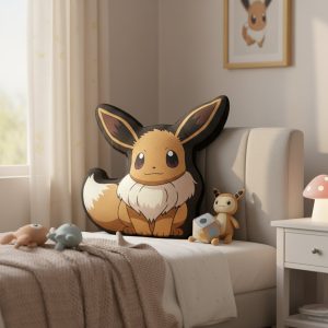 Almofada Pokémon castanha em poliéster com padrão animal